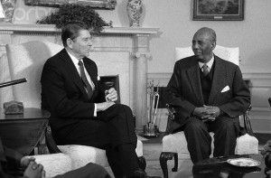 President Reagan Speaking With President Mohammed Said Barre